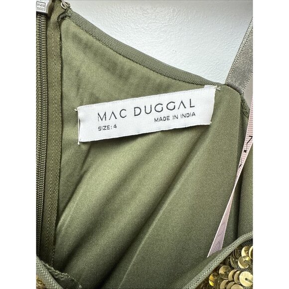 Mac Duggal Size 4 Gold Green 93540 One-Shoulder Sequin Formal Gown Maxi Dress - Picture 10 of 13